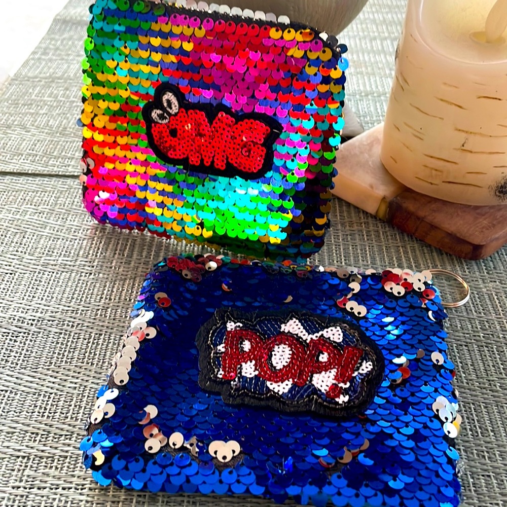 Small Sequined Expression Pouch Keychain